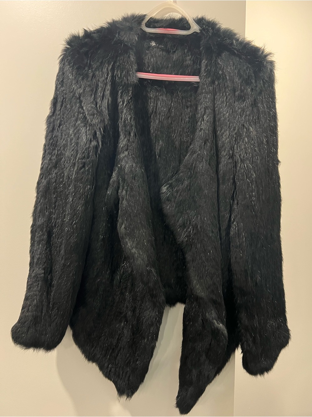 LYLA + LUXE Women's Black Faux Fur Teddy Open-Front Coat